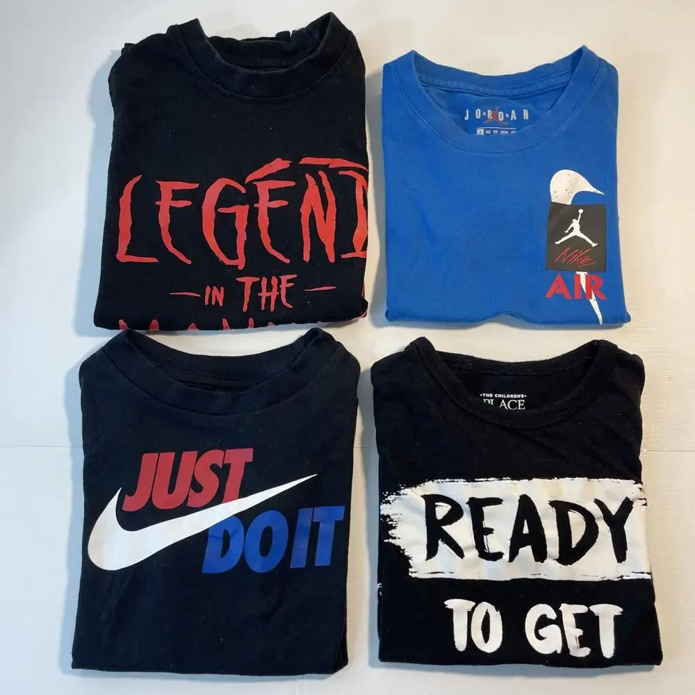 Boys Size 4 T Shirt Lot Jordan Nike Air Childrens Place Graphic Tees Bundle 4P